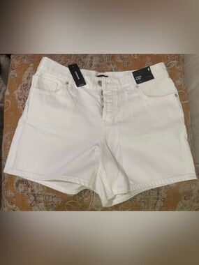 Express White High-Rise Cotton Blend Shorts